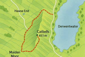 Catbells Walk Route Map The Main Trail Explained